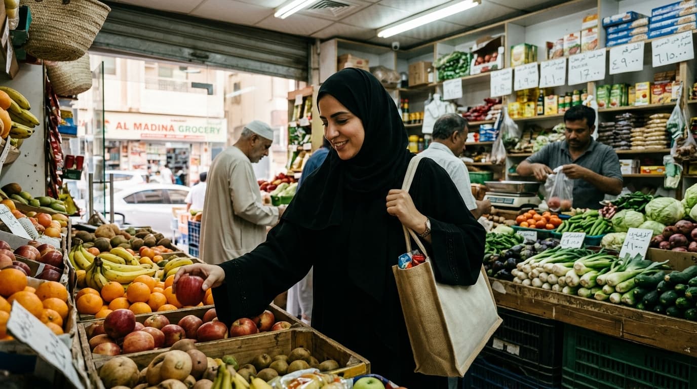 Step 2: Shop Fresh Produce at Neighborhood Vegetable Shops illustration