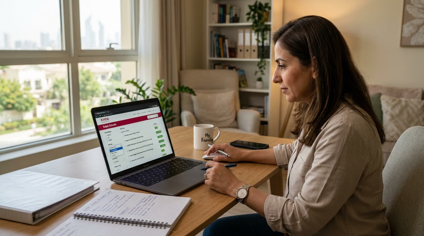 Step 2: Build a Shortlist Using KHDA Ratings Plus Location illustration