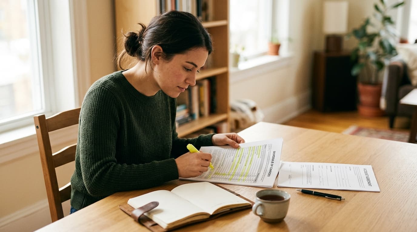 Step 3: Read the Fee Schedule Before Signing illustration